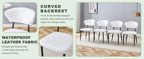 English Elm Table Set: Modern 36.6” Round Glass Dining Table With 4 Ergonomic White Pu Chairs For Comfort & Style W1151S03672-GIGA