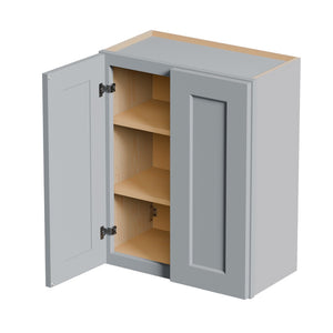 English Elm Gray Shaker Wall Cabinet Solid Wood Double Door Soft Close Kitchen Bath Storage Gray W5662P465943