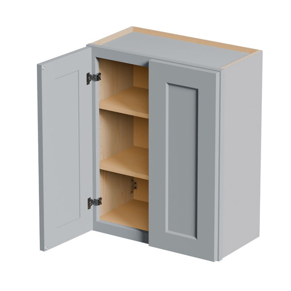 English Elm Gray Shaker Wall Cabinet Solid Wood Double Door Soft Close Kitchen Bath Storage Gray W5662P465943