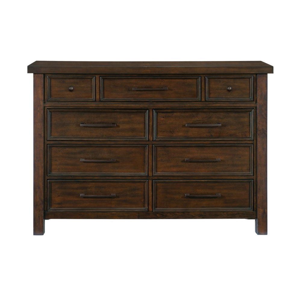 English Elm Classic Nine Drawer Mango Veneer Dresser Warm Brown Finish Bedroom Storage Furniture B011P446671