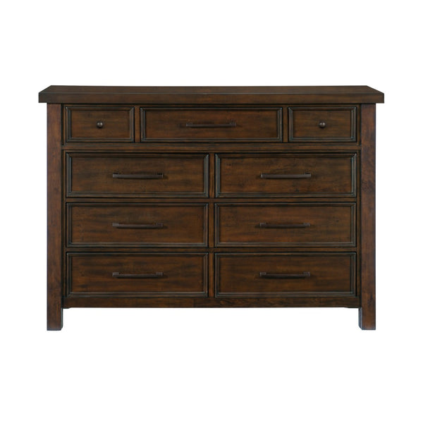 English Elm Classic Nine Drawer Mango Veneer Dresser Warm Brown Finish Bedroom Storage Furniture B011P446671