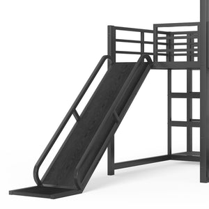 English Elm Twin House Bunk Bed with Slide Storage Stairs and Safety Rails for Kids Rooms W1580S00649