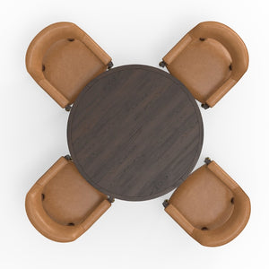 English Elm Gorman Walnut Game Dining Table Set with Faux Leather Nailhead Chairs for 4 B050S00040