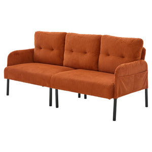 English Elm United We Win Corduroy Loveseat Plush Ergonomic Sofa with Spring Support Metal Legs Orange W1568P410045