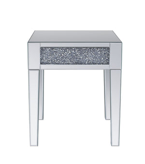 English Elm Noralie Glam Mirrored End Table with Faux Diamond Inlay for Bedroom or Living Room B2726P468878