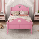 Hearth and Haven Girl'S Love Princess Bed Macaron Twin Size Toddler Bed with Side Safety Rails and Headboard and Footboard  WF310555AAH