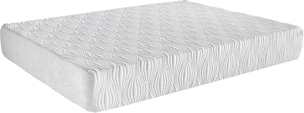 English Elm Gel Gel-Infused Memory Foam Mattress — Cooling Polyester Cover, 7" Supportive Base, Firm Spine Alignment, Rolled Boxed Setup (White) B347P348991