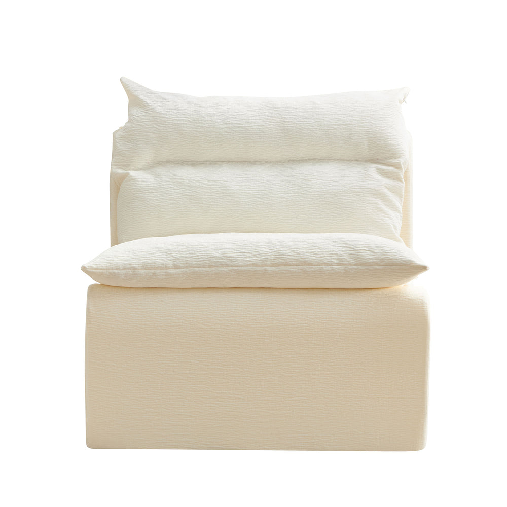 English Elm Single Cozy Armless Chair with Memory Foam Ergonomic Support Removable Washable Cover for Lounging White W876P236431