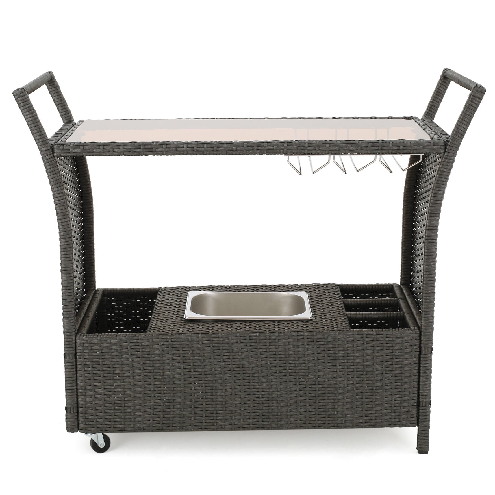 Christopher Knight Home PE Rattan KD Bar Cart - Thumbnail 3