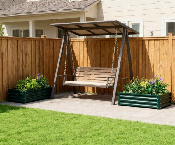 English Elm Outdoor Raised Planter Box with Drainage Reservoir for Herbs Vegetables Balcony T3971P423383