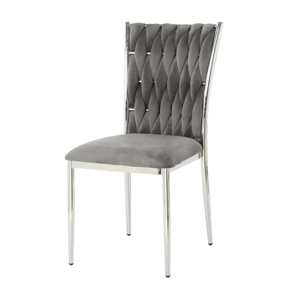 English Elm Modern Velvet Upholstered Dining Chairs Set of 2 with Electroplated Legs for Kitchen Dark Gray W210P301595