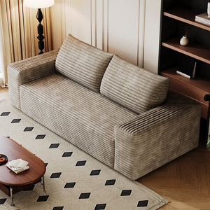 English Elm 63" Cloudlike Corduroy Sofa Loveseat with Ergonomic Back & High-Density Foam Support for Relaxation Camel W2824P321229