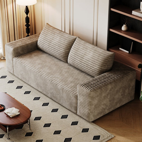English Elm 63" Cloudlike Corduroy Sofa Loveseat with Ergonomic Back & High-Density Foam Support for Relaxation Camel W2824P321229