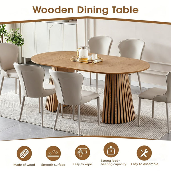 English Elm Wooden Oval Extendable Dining Table with Slatted Legs Seats up to Six Mid-century W3590P426263