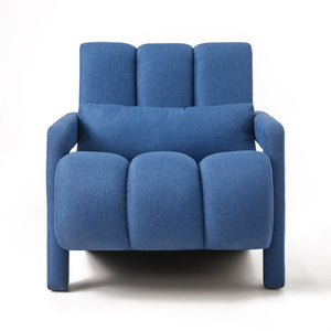 English Elm Modern Upholstered accent chair with plush linen cushioning and pillow — compact, stylish seating for living spaces Navy Blue W2671P192548