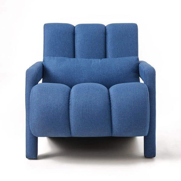 English Elm Modern Upholstered accent chair with plush linen cushioning and pillow — compact, stylish seating for living spaces Navy Blue W2671P192548