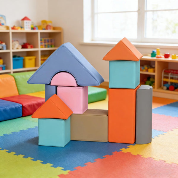 English Elm Toddlers 11 Piece Foam Block Set with Pu Leather Surface for Safe Active Play T3971P440593