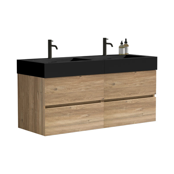 English Elm Grace 48'' Floating Bathroom Vanity With Matte Black Sink & Soft-Close Drawers For Modern Elegance W1865S00167