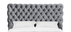 English Elm 1Pc Contemporary Upholstered Queen Bed With Tufted Headboard & Footboard - Elegant Gray Design! B011S01654