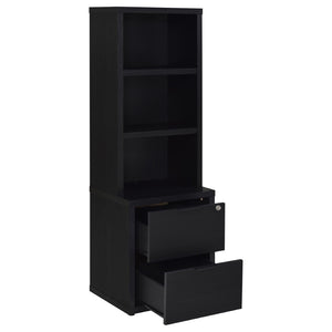 English Elm Geary Queen Bookcase Headboard Bedroom Set with Usb Charging Nightstands Black B062S01694