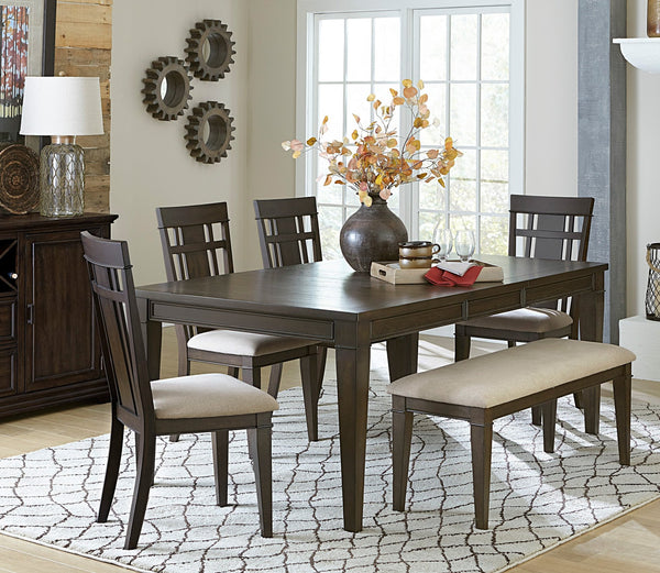 English Elm Dark Brown 48-inch Makah Bench with Beige Upholstered Seat, Oak Veneer, Craftsman Style Dining Accent Chairternative B011P196948