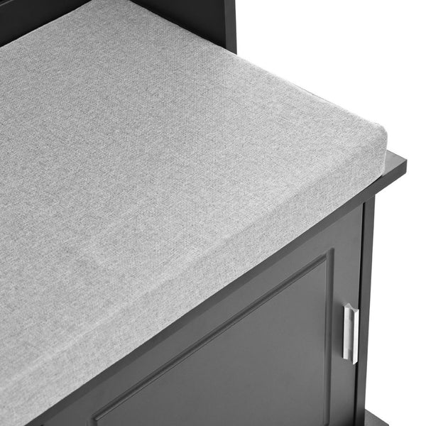 English Elm On-Trend Stylish Hall Tree With Sliding Doors, 6 Hooks, Cushion Bench & Smart Storage For Entryways N721P205787B-GIGA