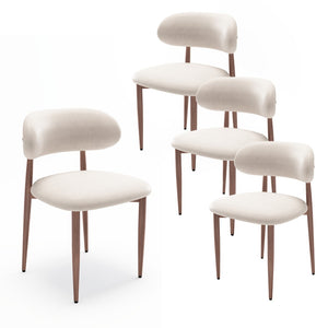 English Elm Dining Chair Set with Wood Grain Metal Frame Upholstered Seat Modern Farmhouse Kitchen Cream W3316P449687