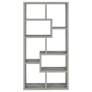 English Elm Geometric Bookcase with 7 Open Shelves for Home Decor, Modern Sturdy Engineered Wood Accent Tower Driftwood,Grey 71.88 L x 14.14 W x 8.87 H B011P305076