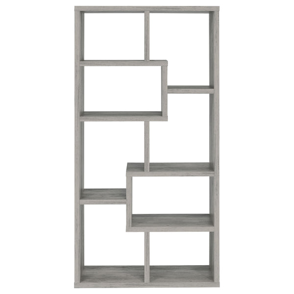 English Elm Geometric Bookcase with 7 Open Shelves for Home Decor, Modern Sturdy Engineered Wood Accent Tower Driftwood,Grey 71.88 L x 14.14 W x 8.87 H B011P305076
