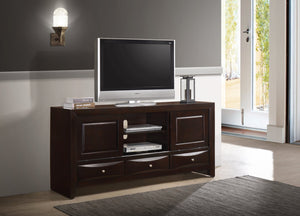 English Elm 1pc Dark Cherry TV Stand with 3 Drawers and Open Shelves, 87" Wide Media Console for Living Room B2741P294719