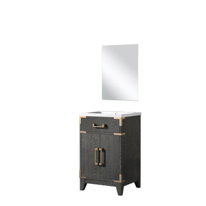 English Elm Black Oak Single Bath Vanity With Acrylic Countertop & 18" Mirror - Perfect For Compact Spaces! B2731S02120