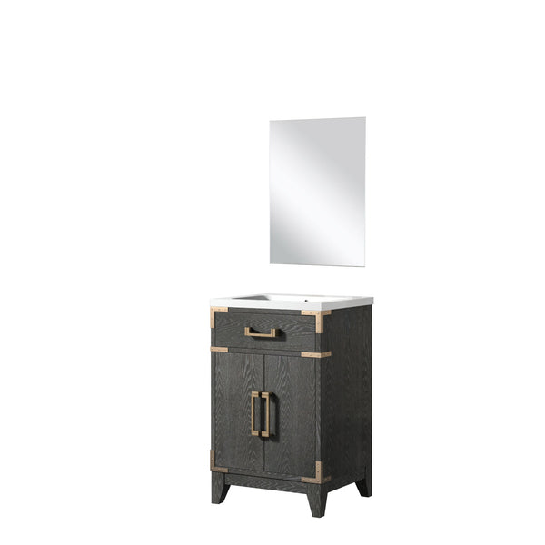 English Elm Black Oak Single Bath Vanity With Acrylic Countertop & 18" Mirror - Perfect For Compact Spaces! B2731S02120