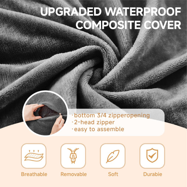 English Elm 6ft Round Memory Foam Bean Bag Lounge Chair with Washable Flannel Cover for Adults Dark Grey W3737P422972