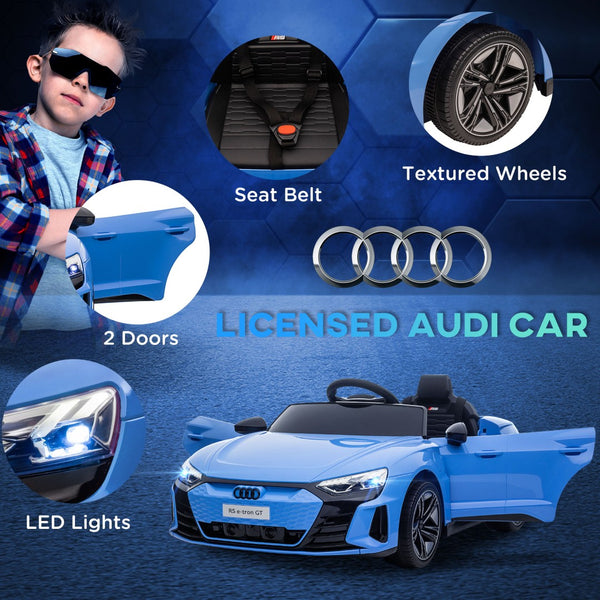 English Elm Aosom Licensed Audi 12v Electric Ride on Toy Car with Remote Suspension and Lights Blue W2225P229676