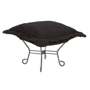 Howard Elliott Scroll Puff Ottoman - Luxurious Faux Fur Comfort, Removable Cushions For Easy Cleaning, Stylish Decor Black 100% Polyester 510-1090-howard-elliott