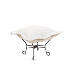 Howard Elliott Puff Ottoman - Luxurious Faux Fur Comfort With Unique Ribbed Design For Stylish Home Decor White 100% Polyester 510-1342-howard-elliott