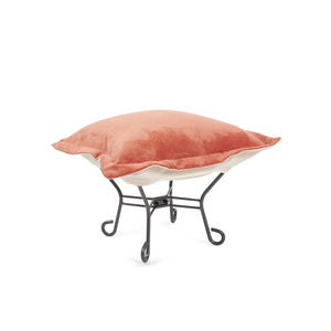 Howard Elliott Puff Ottoman - Luxurious Faux Fur Comfort With Unique Ribbed Design For Stylish Home Decor Orange 88% Poly,12% Nylon 510-1348-howard-elliott