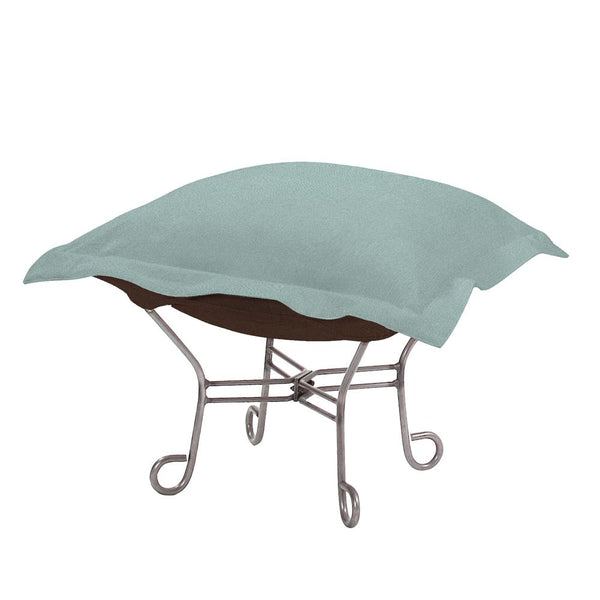 Howard Elliott Scroll Puff Ottoman – Luxurious Comfort With Removable Covers, Perfect For Any Stylish Living Space Blue 100% Polyester 510-200-howard-elliott