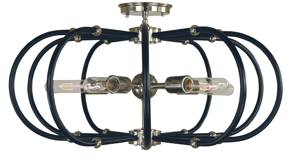 Framburg 5-light Modern Urban Crafts Flush Mount For Stunning Home Illumination - Made In The Usa Polished Nickel With Matte Black Accents Metal 5100 Pn/Mblack