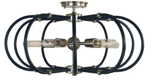 Framburg 5-light Modern Urban Crafts Flush Mount For Stunning Home Illumination - Made In The Usa Polished Nickel With Matte Black Accents Metal 5100 Pn/Mblack