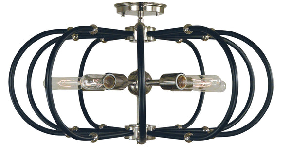 Framburg 5-light Modern Urban Crafts Flush Mount For Stunning Home Illumination - Made In The Usa Polished Nickel With Matte Black Accents Metal 5100 Pn/Mblack