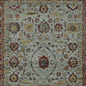 HomeRoots 10' Stunning Blue and Green Oriental Power Loom Area Rug – Durable, Stain-Resistant, Timeless Style 3' x 5' 510000
