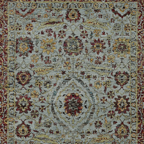 HomeRoots 10' Stunning Blue and Green Oriental Power Loom Area Rug – Durable, Stain-Resistant, Timeless Style 3' x 5' 510000