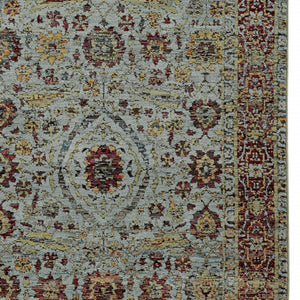 HomeRoots 10' Stunning Blue and Green Oriental Power Loom Area Rug – Durable, Stain-Resistant, Timeless Style 7' X 10' 510002