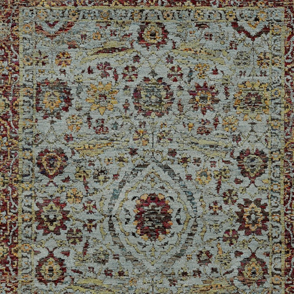 HomeRoots 10' Stunning Blue and Green Oriental Power Loom Area Rug – Durable, Stain-Resistant, Timeless Style 9' X 12' 510004