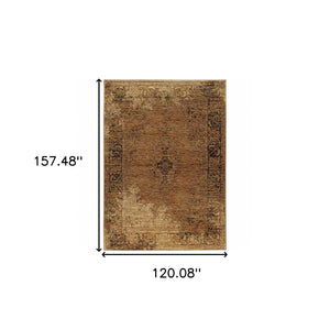 HomeRoots 10' Brown Oriental Power Loom Area Rug - Timeless Elegance, Durable Design for High-Traffic Spaces 10' X 13' 510005