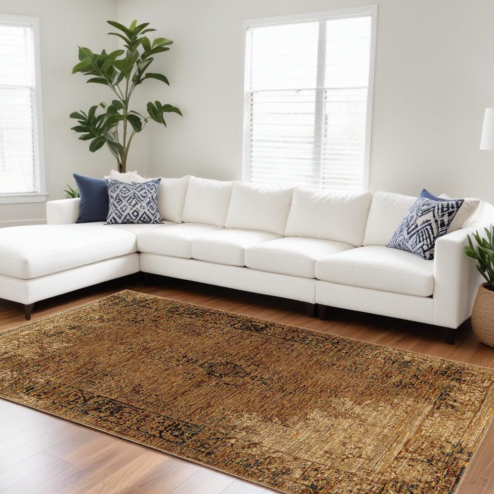 Homeroots 10' X 13' Brown Oriental Power Loom Area Rug  Other Material 510005