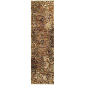 HomeRoots 10' Brown Oriental Power Loom Area Rug - Timeless Elegance, Durable Design for High-Traffic Spaces 2'3" x 8' 510007