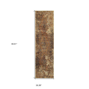 HomeRoots 10' Brown Oriental Power Loom Area Rug - Timeless Elegance, Durable Design for High-Traffic Spaces 2'3" x 8' 510007
