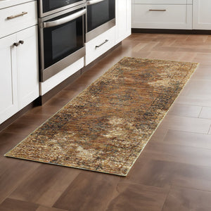 HomeRoots 10' Brown Oriental Power Loom Area Rug - Timeless Elegance, Durable Design for High-Traffic Spaces 2'3" x 8' 510007